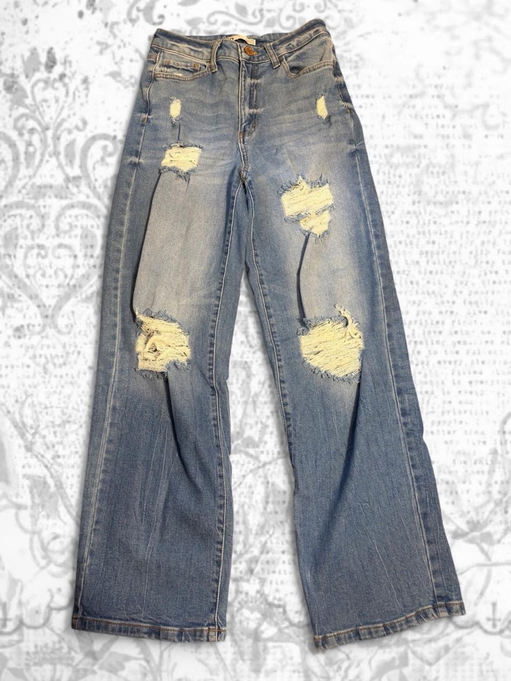 SO Light Blue Distressed Wide-Leg Jeans